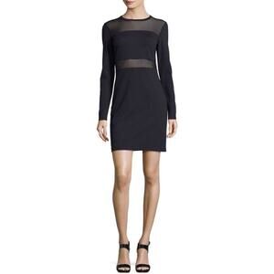 MICHAEL Michael Kors Womens Black Mesh Sheer Long Sleeve Bodycon Mini Dress Sz S